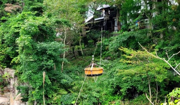 올라갔던 바구니가 줄을 타고 '하늘을 날아' 온다. 둥실둥실. 마치 놀이기구 같다. /사진=양은심