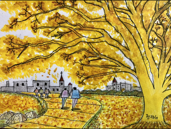 세상은 처음부터 우리에게 만만하게 미소를 절대로 보내진 않았지요. 그럼에도 노란색을 다시 찾아 그린 이유는 나를 실망시킨 것들과 기억에게 기쁨의 미소를 한 바가지 부어 주기로 결심했지요. 이것이야말로 과거와 헤어질 결심, 상처를 치유할 결심, 내 삶을 사랑할 결심 아닐까요? /그림=최익준