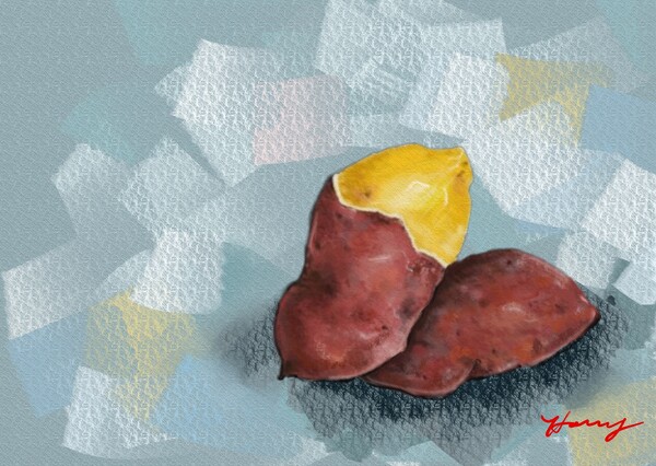 겨울 간식으로 여전히 사랑받는 군고구마 /그림=홍미옥, 갤럭시노트20