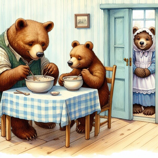 어릴 적 듣는 노래로부터 시작해 즐겨 보는 애니메이션, TV를 틀면 나오는 강렬한 광고는 나도 모르는 사이에 내 생각의 틀을 만들었다. AI를 사용하여 만들어 본 '곰 세마리' 동요의 이미지 /MS Bing