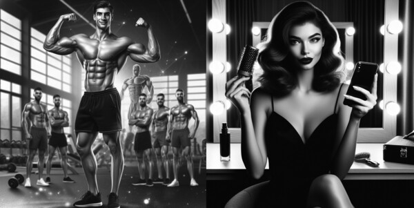 외모에 대한 강박을 지고 사는 것은 비단 여성에게만 해당하지 않는다. ‘떡 벌어진 어깨의 여심 저격 상남자’. 예능 프로그램을 보다 보면 이런 문장은 너무 자주 등장하는 자막이다. 이미지는 글의 이해를 돕기 위해 AI를 사용하여 생성함 /MS Bing