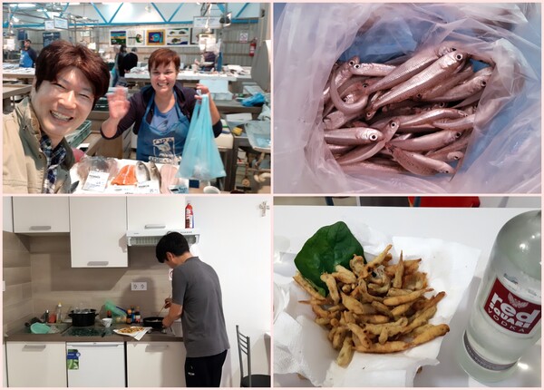 유럽에 갈 때는 한식 기본재료를 충분히 준비해서 현지 식재료로 다양하게 조리해 먹곤 한다. 크로아티아에서 만들어 먹었던 빙어튀김. 튀김가루까지 미리 준비해 갔다. /박헌정