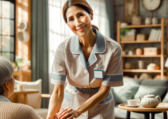 좋은 요양보호사 선생님들이 많이 나왔으면 합니다. 그냥 시간 때우고 가는 일이 아니라 정성껏 하는 우리 평생직장으로요. 사진은 AI에 의해 제작된 요양보호사 이미지 /Chat GPT 4.0