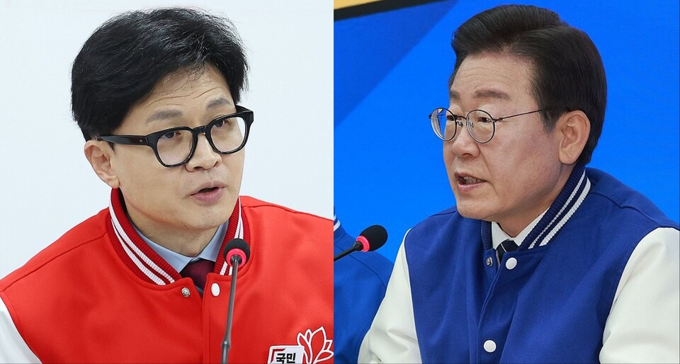 한동훈 국민의힘 비대위원장(왼쪽), 이재명 민주당 당대표 /연합뉴스