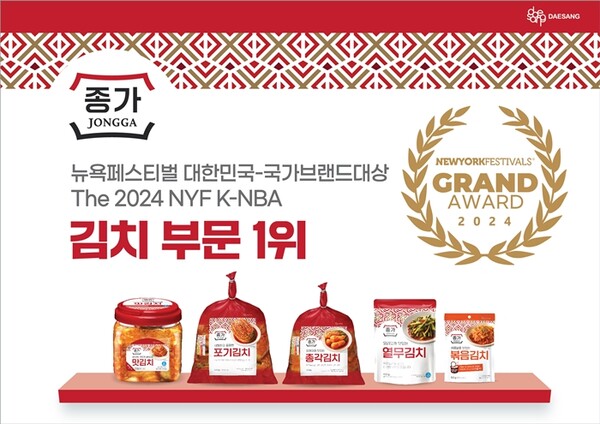 대상이 ‘2024 제15회 대한민국 국가브랜드대상(K-NBA)’에서 ‘종가’와 ‘청정원’이 김치 부문과 식품공동브랜드 부문에서 각각 1위를 수상했다. /대상