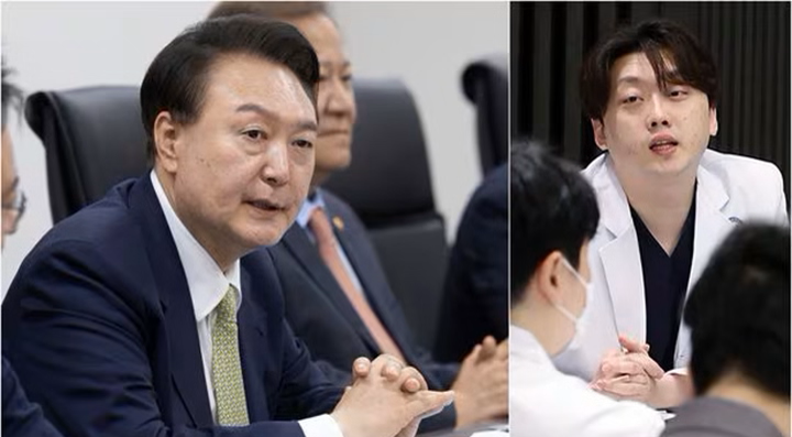 윤석열 대통령과 박단 대한전공의협의회(대전협) 회장. /연합뉴스