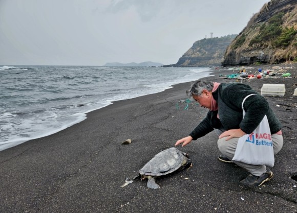 비치코밍하고 있는 필자. 비치코밍은 취미이자 발룬티코노미스트적 삶의 실천이다. /사진=한익종