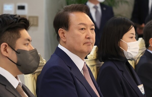 탄소중립녹색성장위 오찬 참석한 윤석열 대통령. 