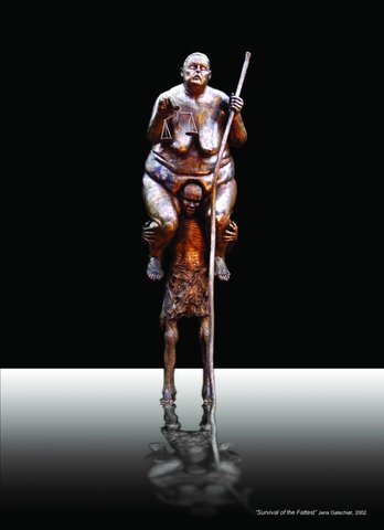 옌스 길쉬요트(Jens Galschlot)의 조각상. 이 작품은 기후 위기에 소극적인 선진국에 대한 조롱으로, 가난한 나라에서 얻은 부를 누리는 서구 국가들의 모습을 나타내고 있다. 