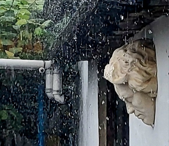 비에 녹아내리는 베토벤 데스마스크 석고상 /사진=한익종