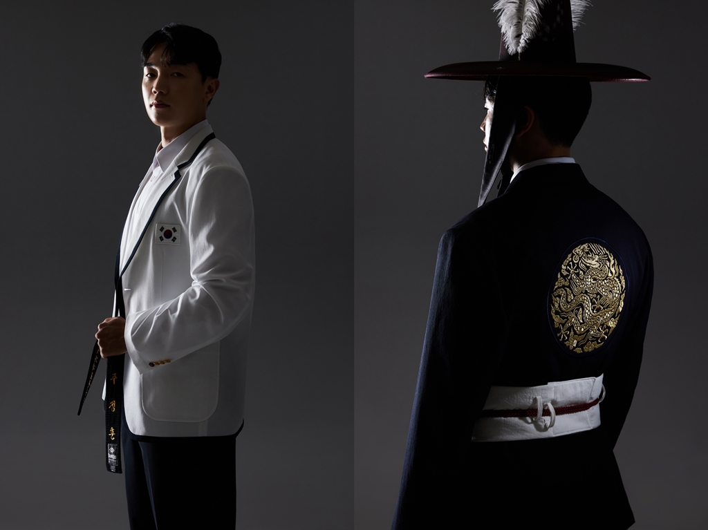 스파오가 공개한 2024 패럴림픽 단복 화보에서 주정훈(태권도) 선수가 단복을 착용한 모습 /이랜드