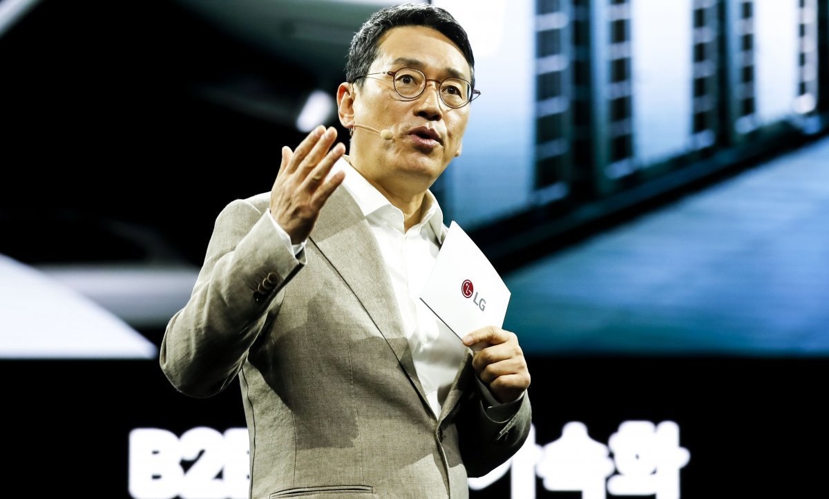 조주완 LG전자 사장이 지난해 7월 12일 서울 강서구 LG사이언스파크에서 LG전자 미래비전 및 사업전략을 발표하고 있다. /연합뉴스