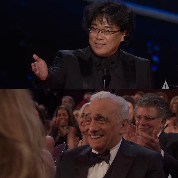 제92회 아카데미 시상식에서 봉준호 감독과 마틴 스코세이지 감독 / YOUTUBE ''Oscars' 화면 캡처