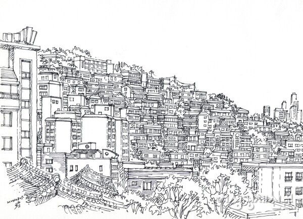 낙산도성에서 바라본 창신동 마을 /그림=손웅익