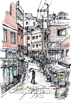 비 오는 날 창신동 골목 /그림=손웅익