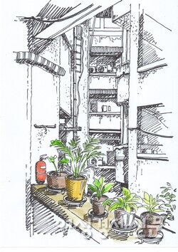 충정아파트의 중정 /그림=손웅익