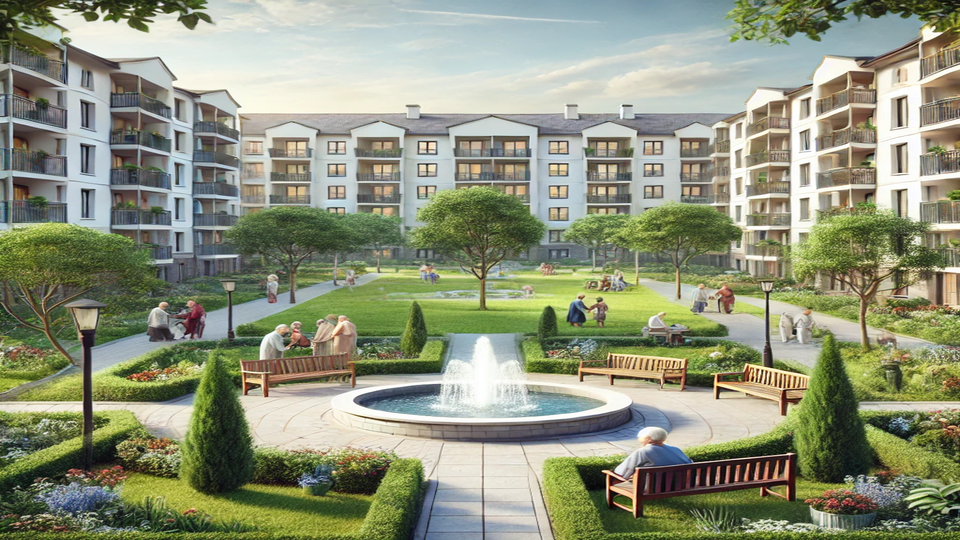 고령화 사회로 접어들면서 노인복지주택 '실버타운'에 대한 수요가 급증하고 있다. 사진은 챗GPT가 그린 실버타운 이미지 /챗GPT