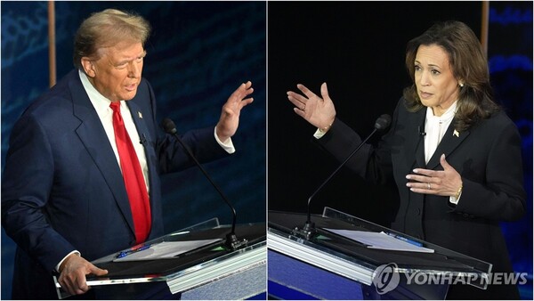 해리스·트럼프, 美 대선 후보 첫 TV 토론 시작 /연합뉴스