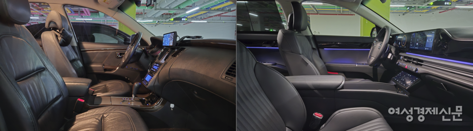 지난 20년간 그랜저 실내 변천사. 왼쪽이 그랜저TG 모델의 실내다. /김현우 기자
