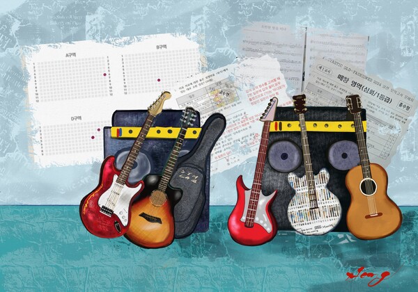 요즘엔 콘서트를 즐기기 위한 필수품으로 가사 외우기는 물론 온갖 준비가 필요하다. /그림=홍미옥, 갤럭시탭으로 그림