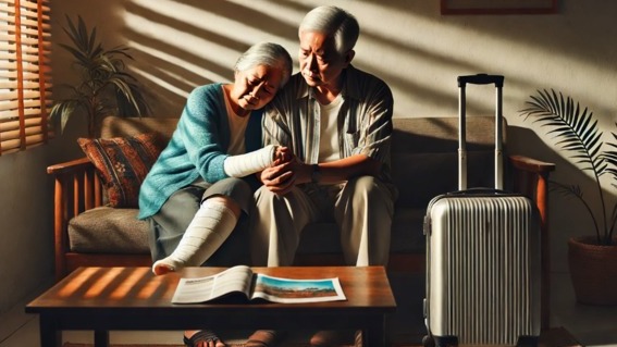 고령자가 건강 문제로 여행을 취소하거나 중단해도 환불받지 못하는 사례가 늘고 있다. /챗GPT