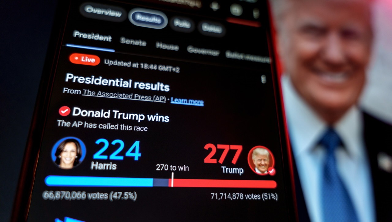 도널드 트럼프 공화당 후보가 276~277명의 선거인단을 확보해 당선을 확정 지었다. /셔터스톡