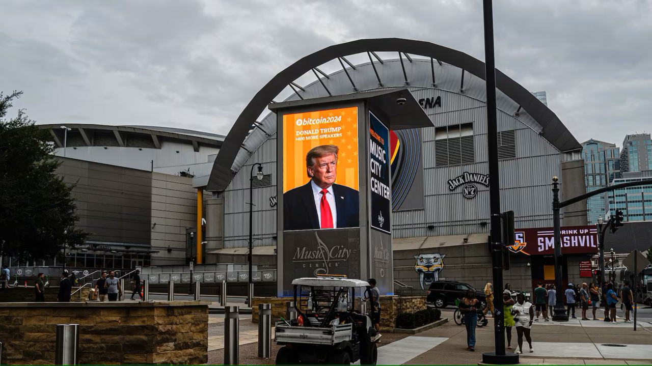 지난 7월 24일 미국에서 열린 비트코인 관련 콘퍼런스에 트럼프 당시 전 대통령이 기조연설자로 참석했다. /게티이미지