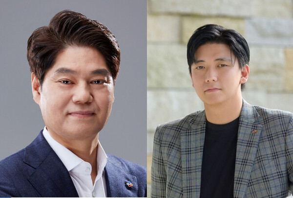 (왼쪽부터) 허민회 신임 CJ 주식회사 경영지원 대표와 그룹 최초 1990년대생 대표 방준식 신임 CJ 4DPLEX 대표 /CJ그룹