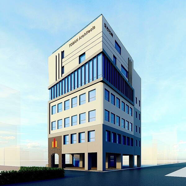 필자 설계 A 기업 사옥, 최상층에는 건축주 회사 대표의 단독주택을 넣어 주거와 회사를 하나로 만들었다. 건축주는 건축사를 무시하고 시공을 설계도대로 하지 않으려 하다가 불화가 생겼다. 결국 필자가 심혈을 기울여 작업한 설계도는 페이퍼워크에 그치고 만 안타까운 작업이다. /김정관