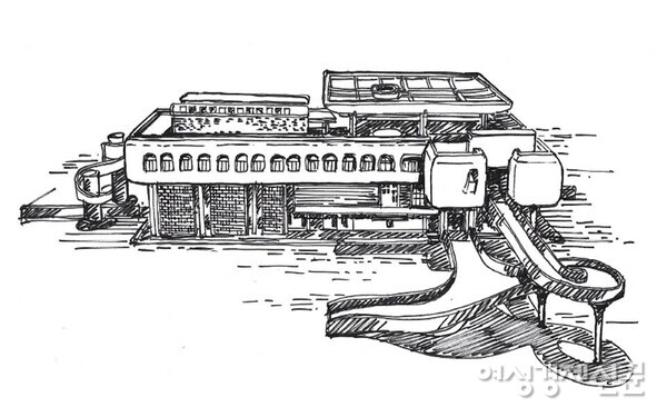 복원, 재현 논의 중인 김중업 설계 제주대학교 옛 본관 /그림=손웅익