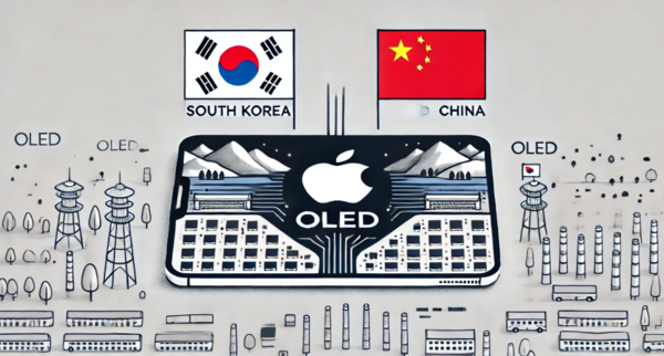 애플이 내년 출시 예정인 신형 '홈팟' 디스플레이 공급을 중국 디스플레이 기업 톈마(天马)가 전량 공급하기로 확정하며 한국의 유기발광다이오드(OLED) 시장 지위가 흔들리고 있다. /챗 GPT