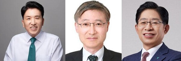 왼쪽부터 함영주 하나금융지주 회장, 이승열 부회장 겸 하나은행장, 강성묵 부회장 겸 하나증권사장 /하나금융