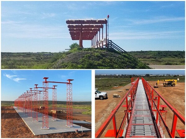 밀러드 타워는 "업그레이드의 일환으로 활주로 끝 안전 구역(RESA) 요구 사항을 충족하기 위해 로컬라이저 안테나를 지탱하는 흙 제방이 제거되었다. 제방은 캣워크 플랫폼이 있는 밀라드의 3m 깨지기 쉬운 타워로 교체되었다"고 밝혔다. /Millard Towers 홈페이지