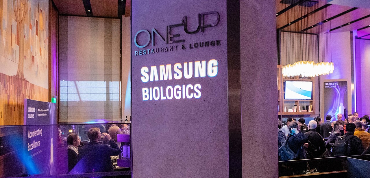 지난 2023년 열린 JP모건 헬스케어 콘퍼런스 당시 삼성바이오로직스 부스 전경. /삼성바이오로직스