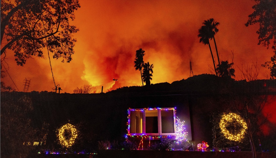 LA 맨더빌캐니언 지역에 화염이 번지고 있다. /AP=연합뉴스