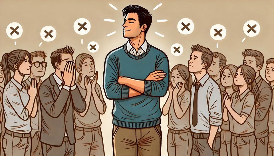 고집은 동전의 양면처럼 장점도 있지만 동시에 큰 문제점과 위기를 동반한다. /bing image creator