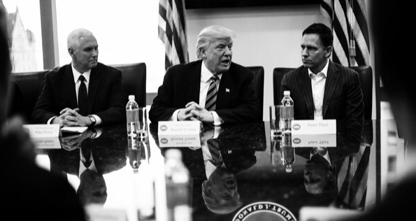 도널드 트럼프 대통령이 일론 머스크 테슬라 최고경영자(CEO)와 가까운 인사들을 내각 주요 보직에 대거 배치하면서 MAGA(Make America Great Again·미국을 다시 위대하게) 지지층 내부에서도 권력 지형 변화가 일고 있다. 오른쪽이 피터 틸 팰런티어 회장 /연합뉴스