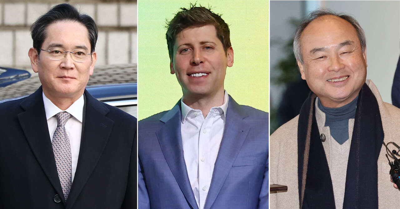 4일 오후 서울 서초구 삼성전자 사옥에서 삼성전자 이재용 회장은 AI 인프로 프로젝트 '스타게이트'를 추진하고 있는 미국 오픈 AI의 샘 올트먼 최고경영자(CEO), 일본 소프트뱅크의 손정의 회장이 3자 회동을 가졌다. /연합뉴스