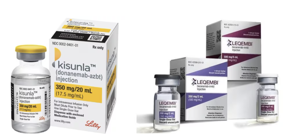 미국 일라이 릴리가 내놓은 '도나네맙(키썬라·왼쪽)'과, 미국 바이오젠·일본 에자이가 내놓은 '레켐비(오른쪽)'. /일라이 릴리, 에자이