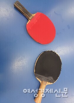 라켓이 평면이 아닌 돌기 형태인 이질 러버 /사진=김정희