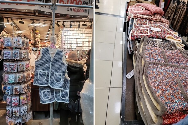 남대문시장과 고터상가엔 할머니의 털조끼를 구입하려는 쇼핑객들을 흔히 볼 수 있다/사진=홍미옥