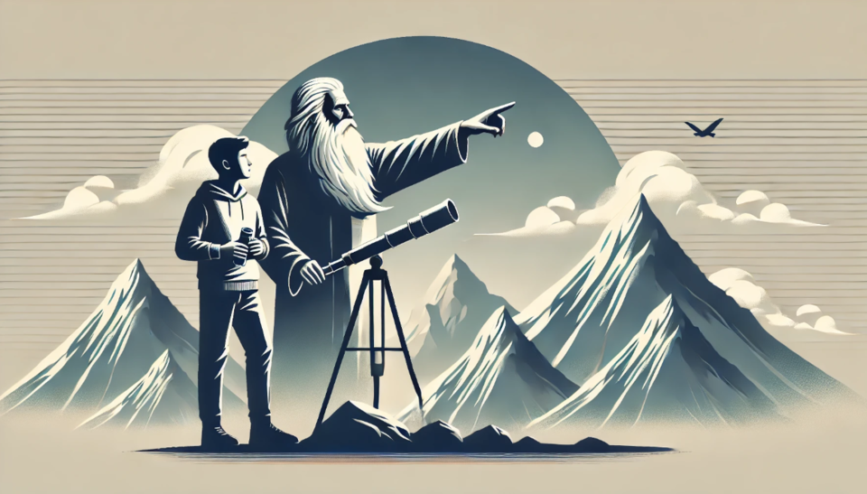 안목 있는 스승은 보이지 않는 먼 곳의 상황을 짚어준다. /bing image creator