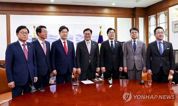 우원식 국회의장과 여야 원내대표 /연합뉴스