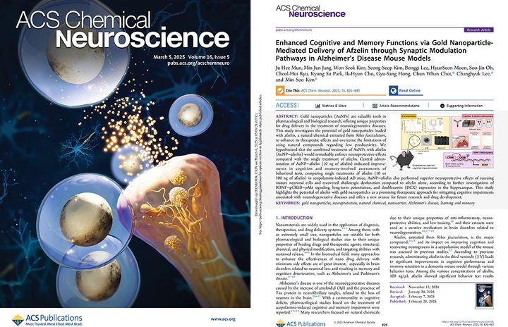 'ACS 케미컬 뉴로사이언스(ACS Chemical Neuroscience)' 3월호 표지논문 /경기도경제과학진흥원 제공