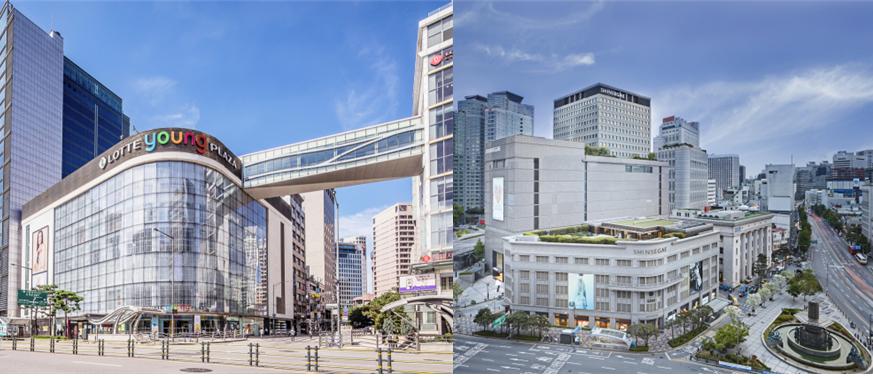 (왼쪽부터) 롯데백화점 명동 영플라자, 신세계백화점 본점 /각 사