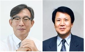 제13대 인신협 회장 김기정 그린포스트코리아 대표(왼), 인신협 신임 감사 홍성추 Queen 이코노미퀸 회장 /한국인터넷신문협회