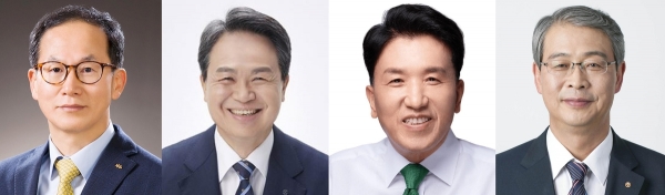 4대 금융지주 회장. (왼쪽부터) 양종희 KB금융 회장, 진옥동 신한 회장, 함영주 하나 회장, 임종룡 우리 회장 /연합뉴스