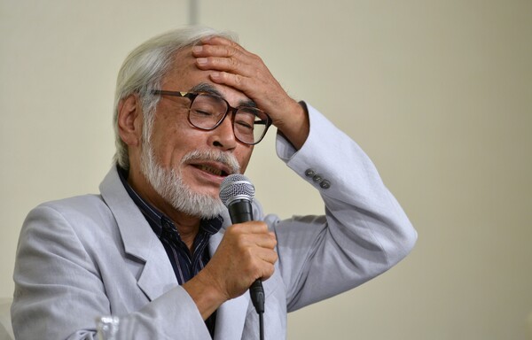 일본 영화감독이자 애니메이터인 미야자키 하야오의 2013년 당시 기자회견 모습 /AP=연합뉴스