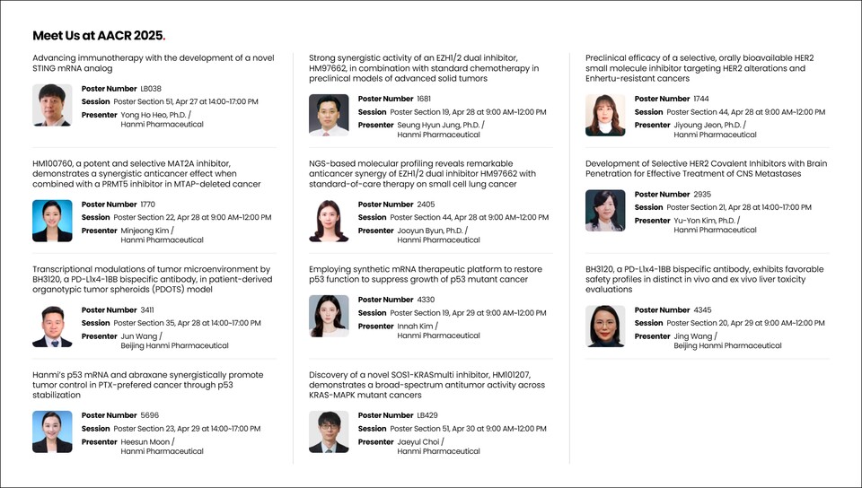 한미약품이 AACR 2025에서 발표하는 주요 연구 포스터 초록 소개 /한미약품 제공