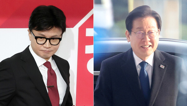 왼쪽부터 한동훈 국민의힘 대선 경선 후보, 이재명 더불어민주당 대선 경선 후보 /연합뉴스